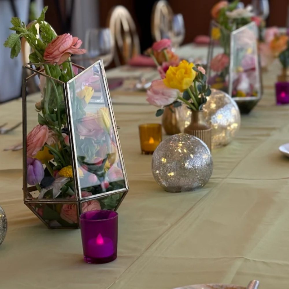 Framed table numbers & bud vases