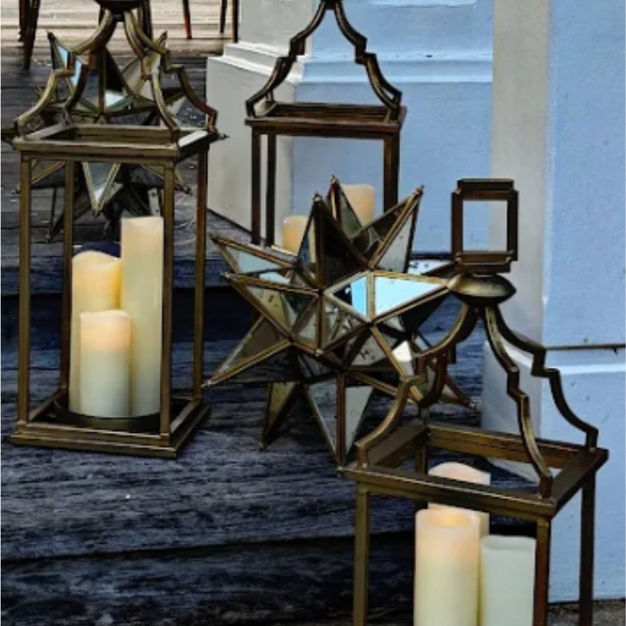 Star lanterns with pillar candles