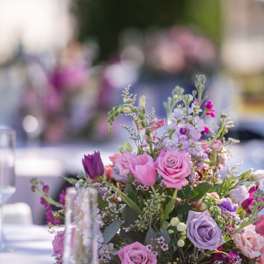Lavender rose garden centerpiece