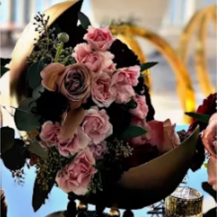 Pink rose & orchid centerpiece