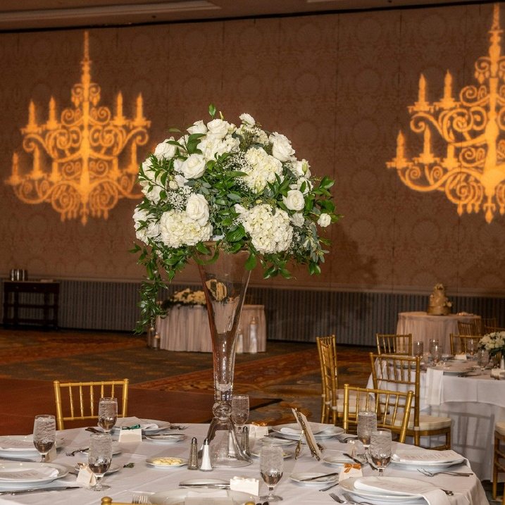 Tall white rose centerpiece