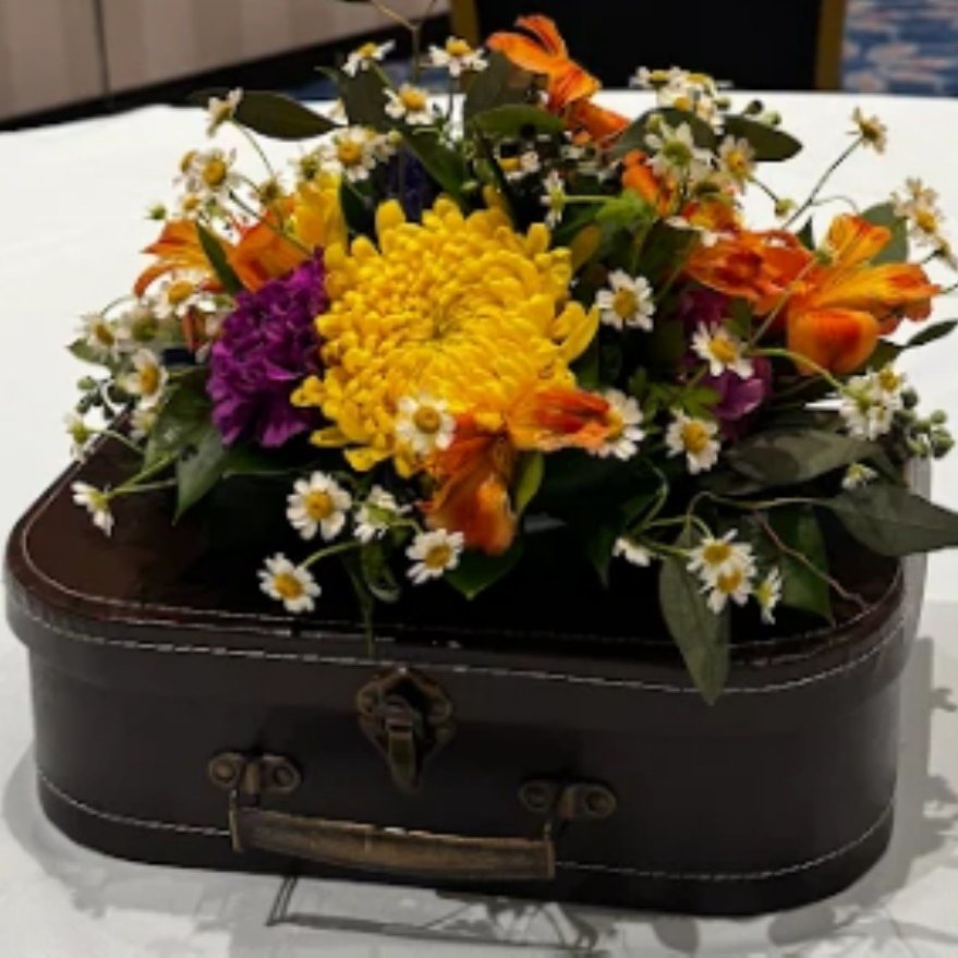 Vintage suitcase centerpiece