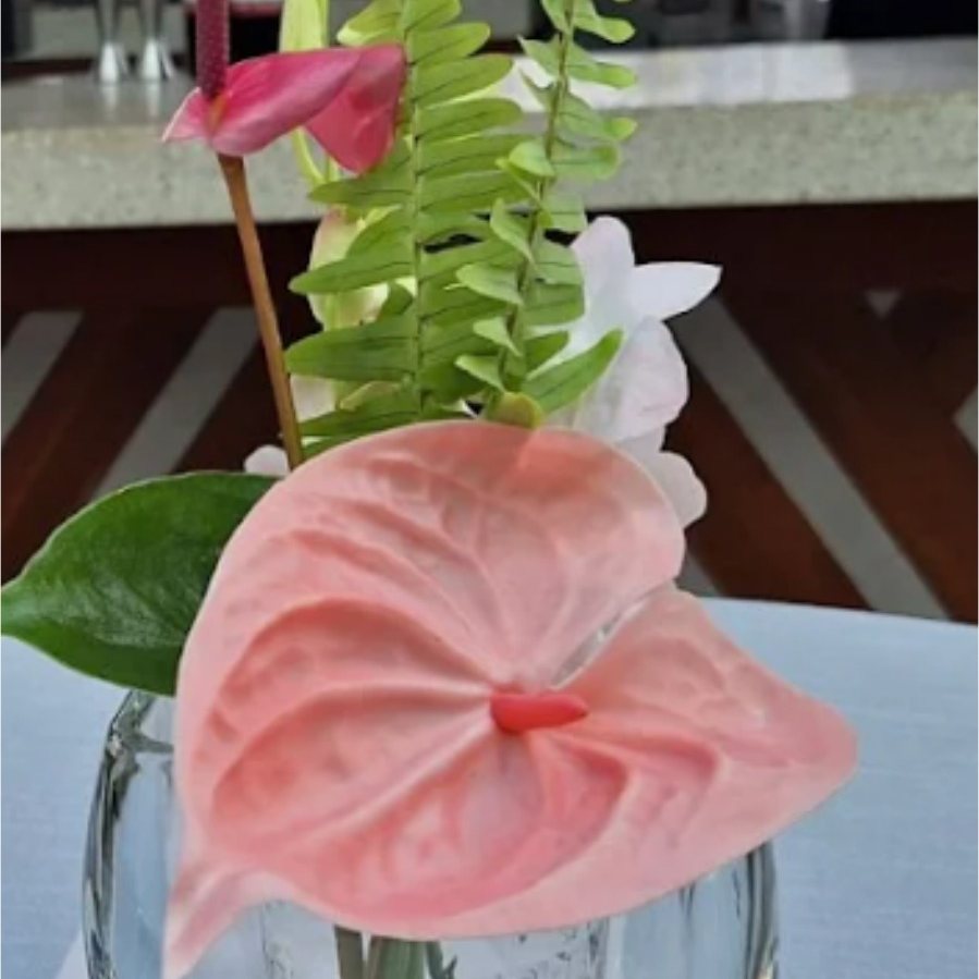 Anthurium & fern bud vase
