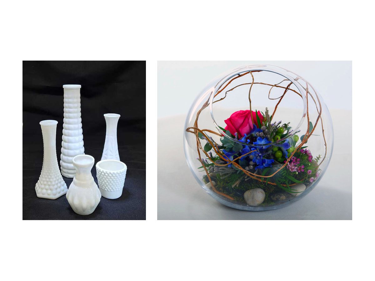 Milk Glass & Colored Bud Vases