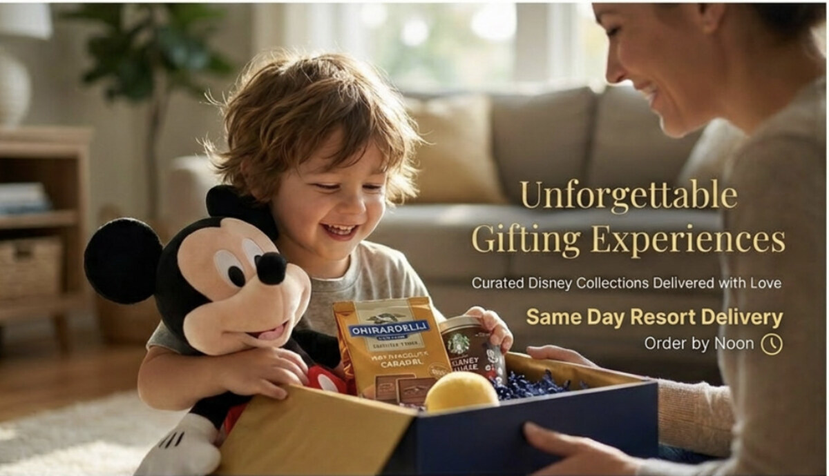Mother and child opening a Magical Floral & Gifts gift box