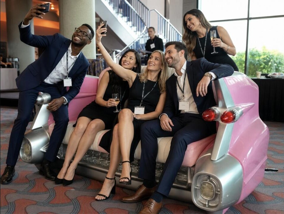 Pink Cadillac-inspired couch