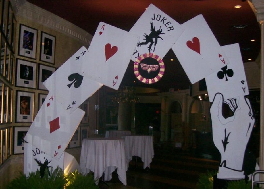 Oversized playing card arch entry