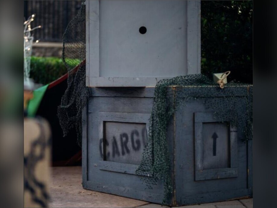 Weathered cargo crate prop