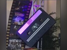 Giant cassette tape prop