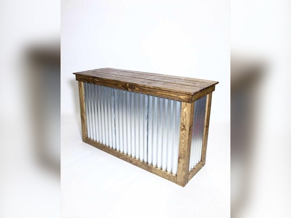 Rustic corrugated metal and wood bar