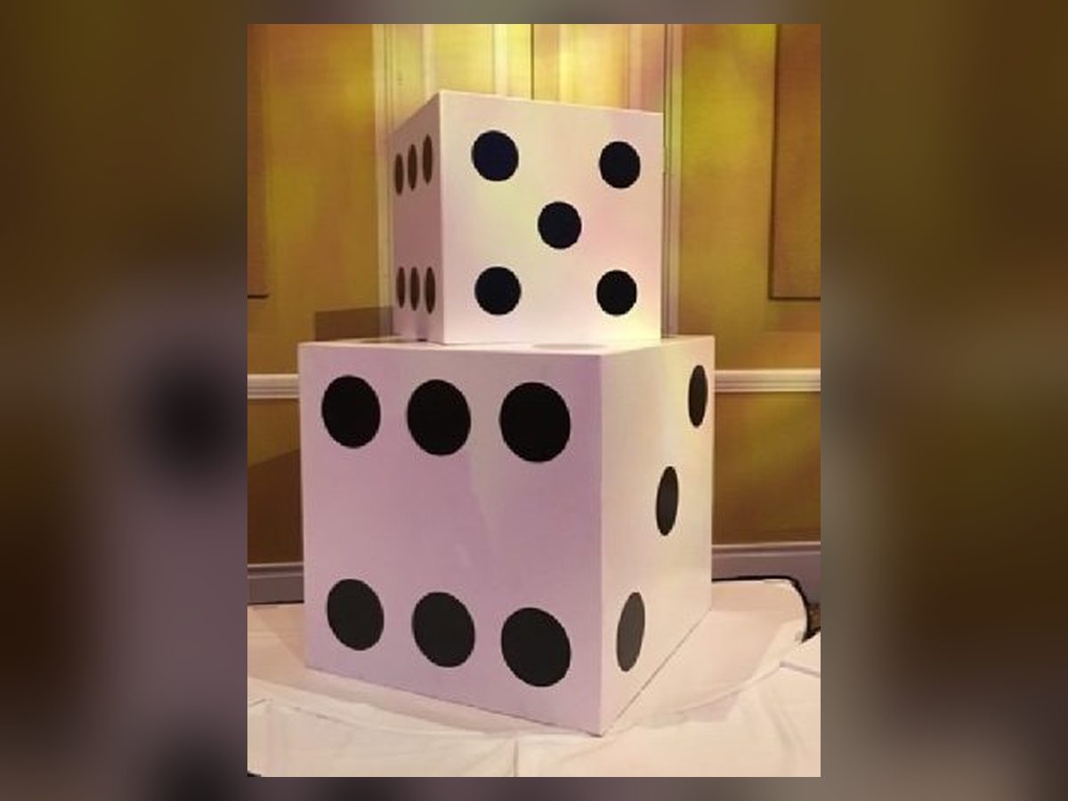 Oversized white and black dice props
