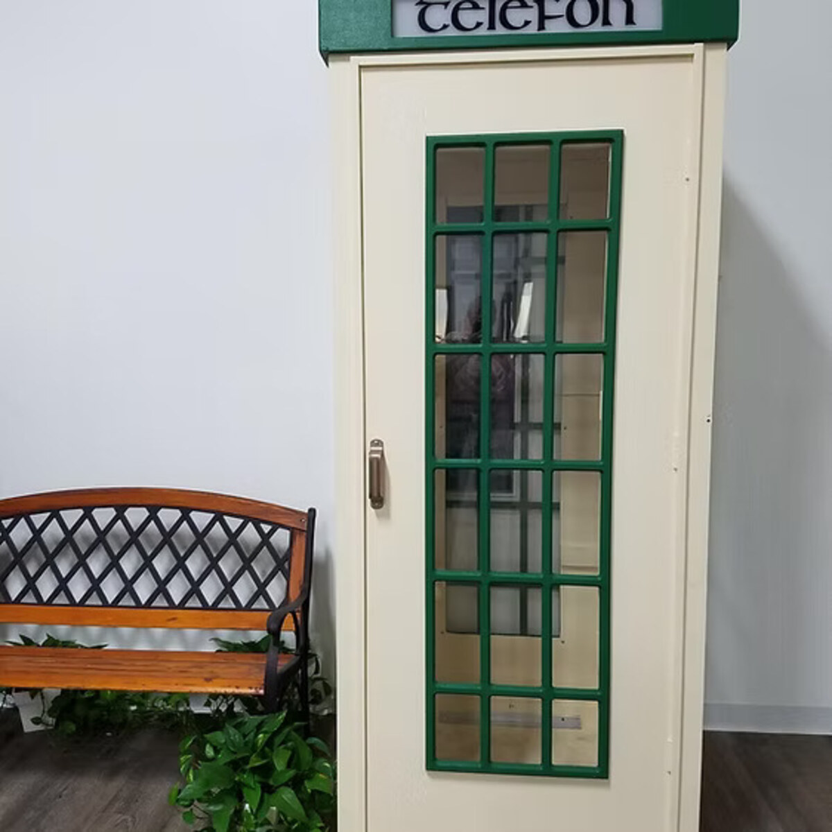 Vintage European telephone booth prop