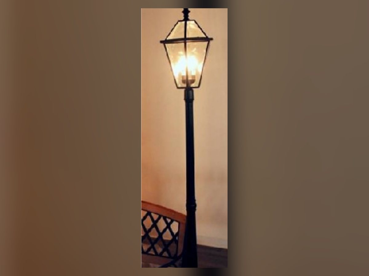 Black faux street lamp post