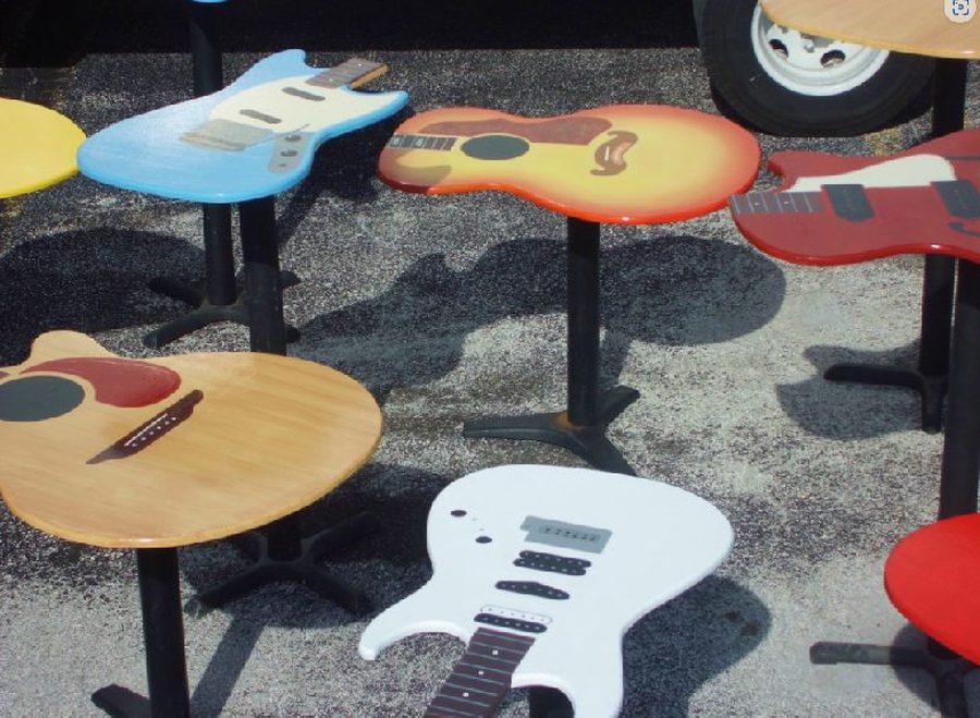 Guitar-shaped cocktail table tops
