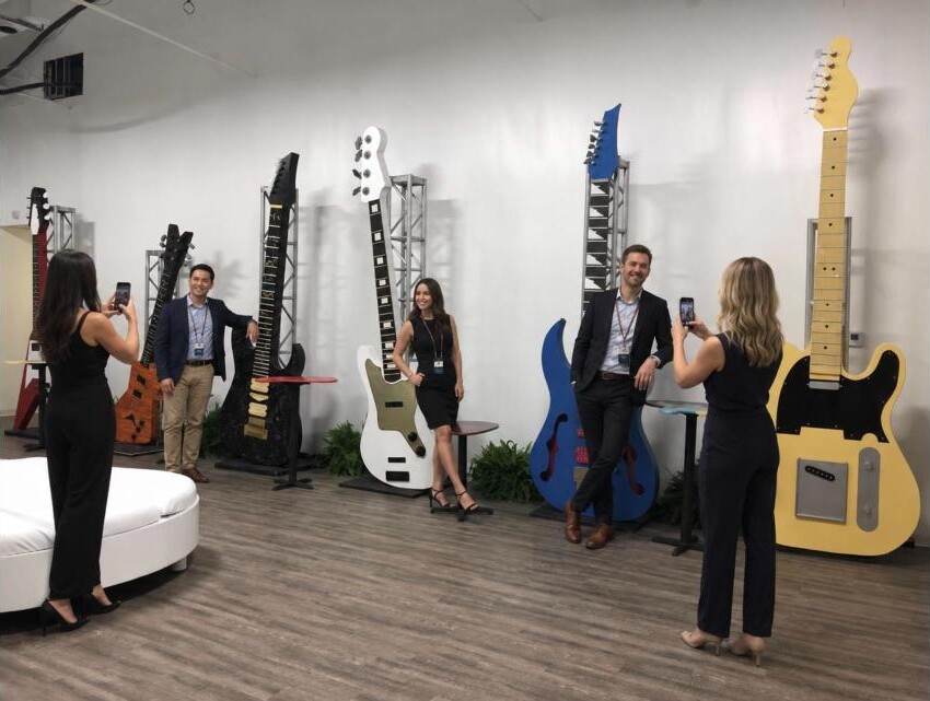 Guitar-themed perimeter decor