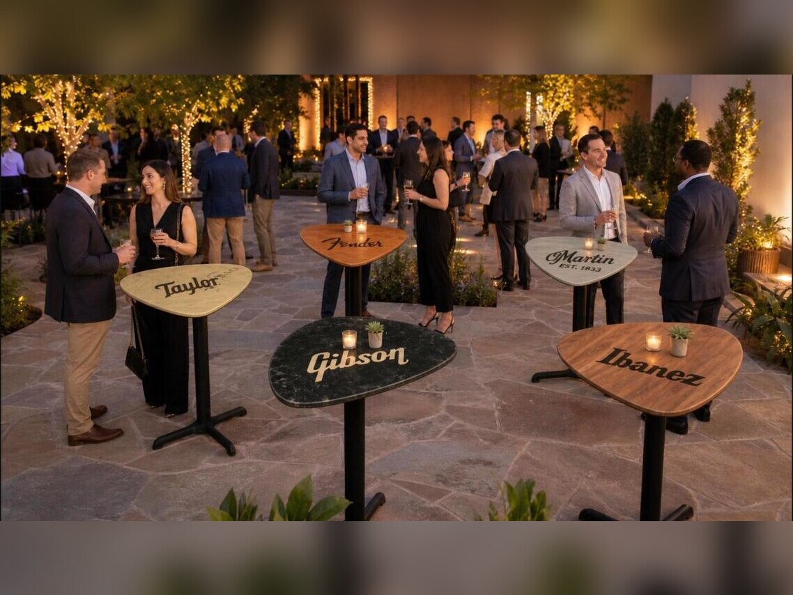 Guitar pick shaped cocktail table