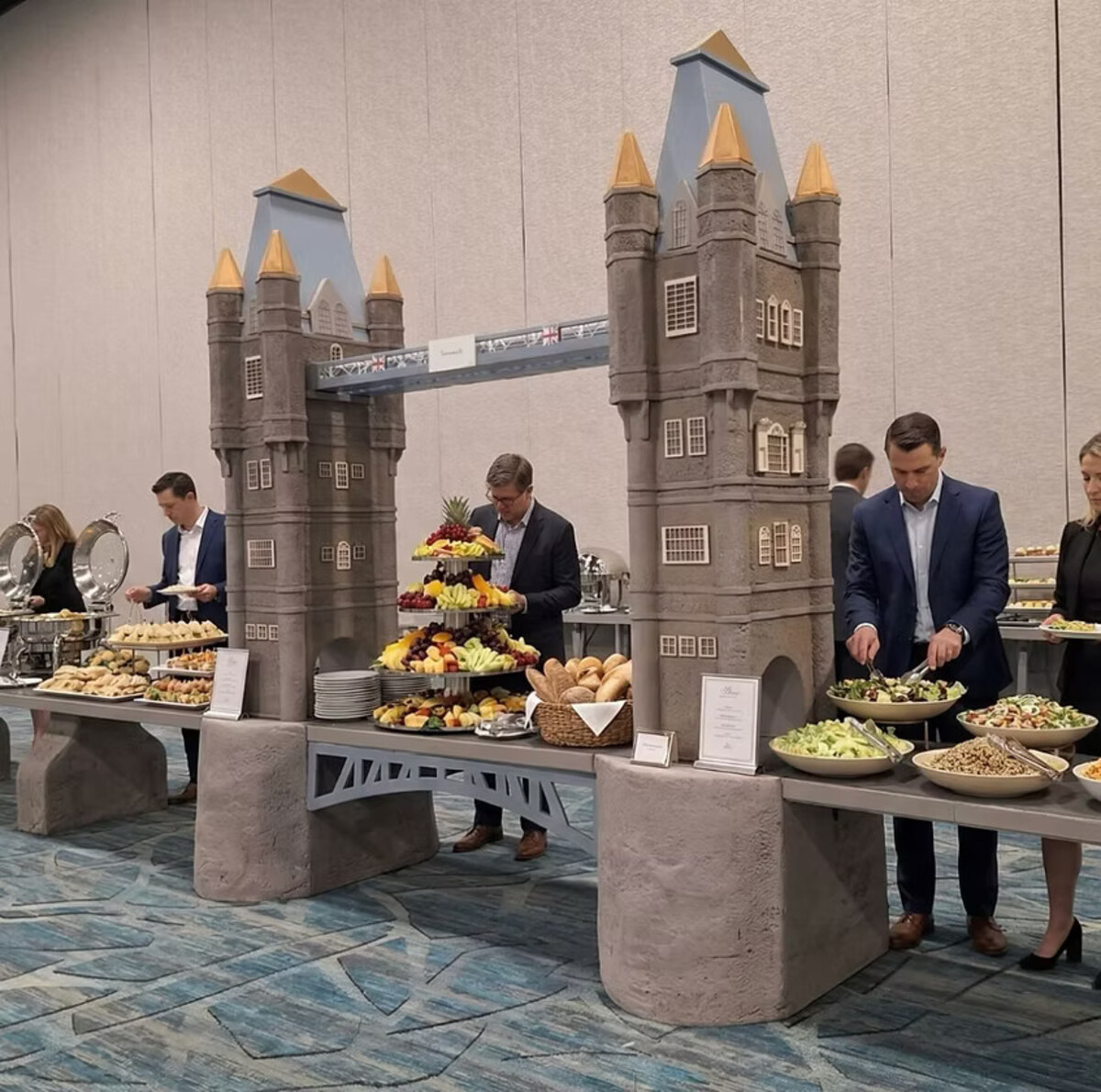 London Tower Bridge-themed buffet table