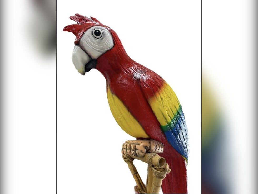 Oversized tropical parrot statue