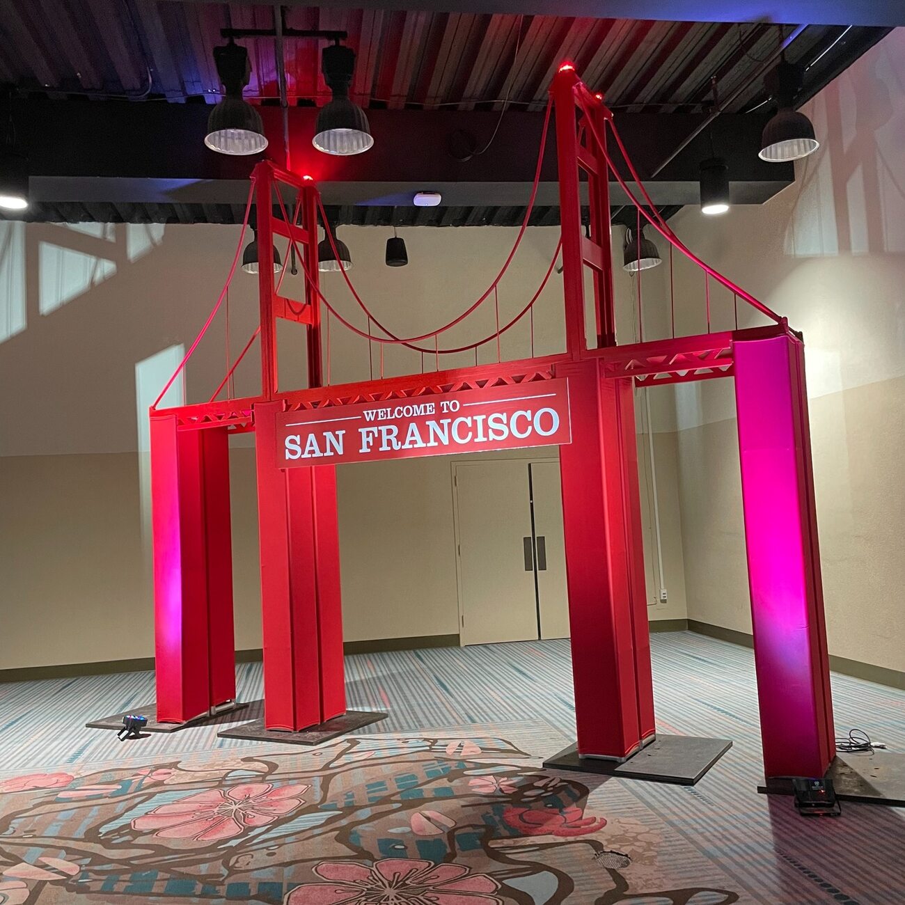 Illuminated Welcome to San Francisco bridge arch