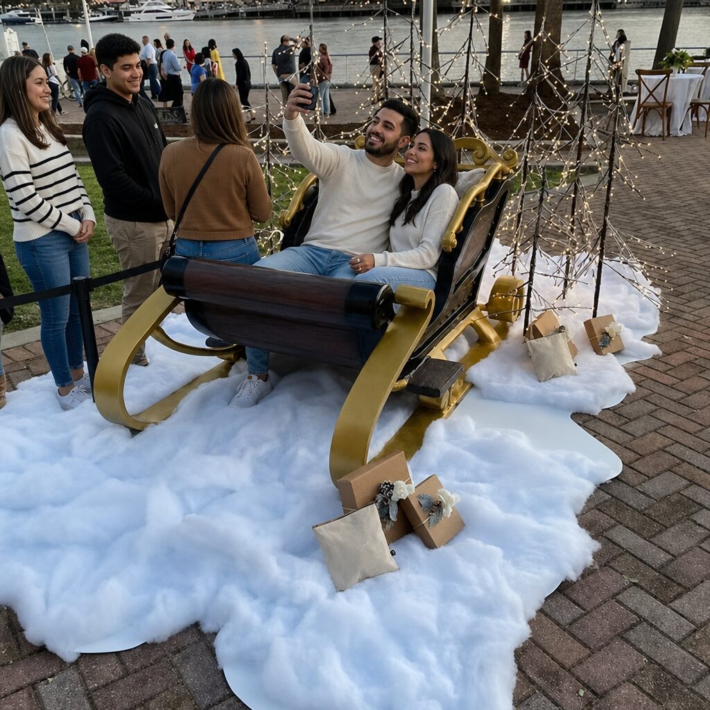 Decorative gold winter sleigh